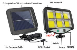 Proiector cu panou solar separat + telecomanda,120 LED