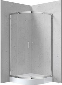 Deante Funkia cabină cu cădiță 90x90 cm semicircular crom luciu/sticlă transparentă KYPZ051K
