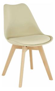 Scaun BALI 2 NEW, cappuccino vanilie/fag, piele ecologica/plastic/lemn