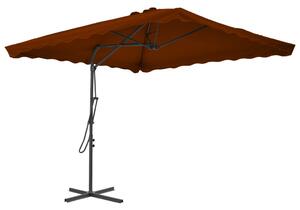 Umbrelă de exterior cu stâlp din oțel, teracota, 250x250x230 cm