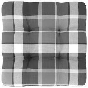 Pernă canapea din paleți, gri, model carouri, 50x50x10 cm