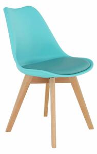 Scaun BALI NEW, mentol/fag, piele ecologica/plastic/lemn, 48x56x81 cm