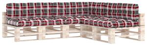 Perne pentru canapea din paleți 7 buc, roșu, model carouri