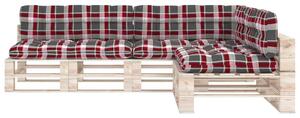 Perne pentru canapea din paleți 7 buc, roșu, model carouri