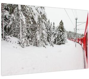 Tablou - Tren într-un peisaj înzăpezit (90x60 cm)