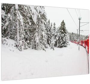 Tablou - Tren într-un peisaj înzăpezit (70x50 cm)
