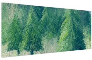 Tablou - Conifere pictate (120x50 cm)