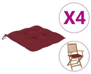 Perne de scaun, 4 buc., roșu vin, 40 x 40 x 7 cm, textil