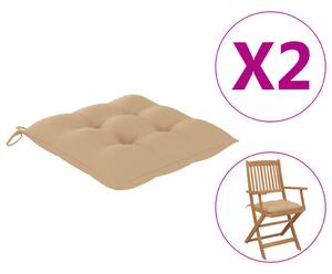 Perne de scaun, 2 buc., bej, 40 x 40 x 7 cm, textil