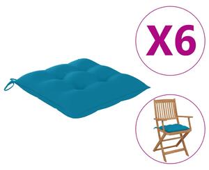 Perne scaun, 6 buc., albastru deschis, 40 x 40 x 7 cm, textil