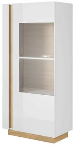 Vitrina CITY, alb/stejar, PAL melaminat/sticla, 72x40x154 cm