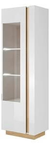 Vitrina CITY, alb/stejar, PAL melaminat/sticla, 60x40x194 cm