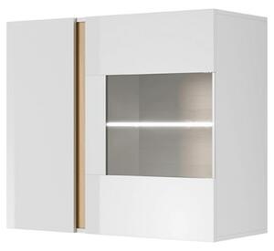 Vitrina CITY, alb/stejar, PAL melaminat/sticla, 97x40x83 cm