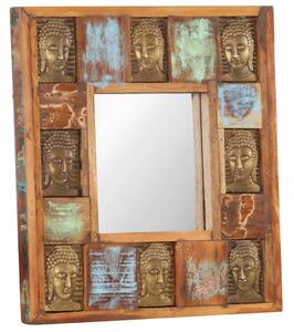 Oglindă placare Buddha, 50 x 50 cm, lemn masiv reciclat