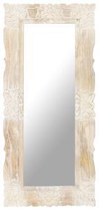 Oglindă 110x50 cm, alb, lemn masiv de mango