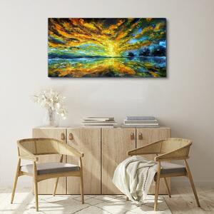Tablou canvas Lacul Copaci Cerul Soare