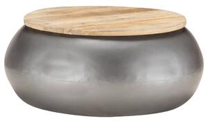 Măsuță de cafea, gri, 68x68x30 cm, lemn masiv de mango
