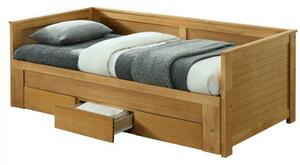 Pat extensibil GORETA 90x200/180x200, stejar, cu somiera si 3 sertare