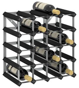 Suport de vinuri, 20 sticle, negru, lemn masiv de pin