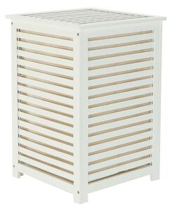 Cos de rufe BASKET, alb, bambus/material textil, 40x40x58 cm