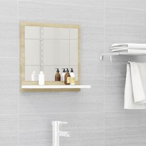 Oglindă de baie, alb/stejar sonoma, 40 x 10,5 x 37 cm, PAL
