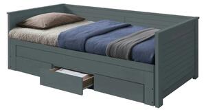Pat extensibil GORETA, 90x200/180x200, gri, cu somiera si 3 sertare pe