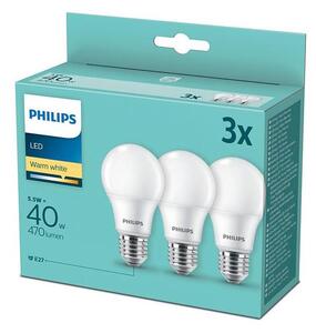 SET 3x bec LED E27/5,5W/230V 2700K Philips