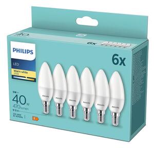 SET 6x Bec LED Philips B35 E14/5W/230V 2700K