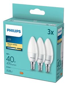 SET 3x Bec LED Philips B35 E14/5W/230V 2700K