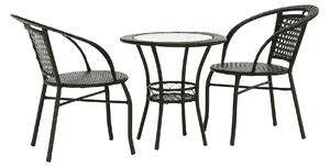 Set gradina LASAN, maro, ratan sintetic/sticla/otel, cu masuta si 2 sc