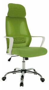 Scaun birou TAXIS, verde/alb/crom, stofa/plastic/metal, 64x63x118/127