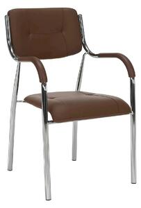 Scaun conferinta ILHAM, piele ecologica/metal, maro, 52x55x85 cm