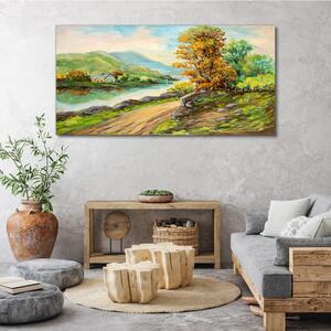 Tablou canvas sat arbore potecă râu