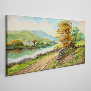 Tablou canvas sat arbore potecă râu