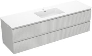 Mexen Rivel, mobilier baie 160 cm cu lavoar Otis, 2 sertare, canelat, gri mat/alb, 91A20-16047-2-BFF62-W18M0