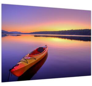 Tablou pe sticlă - Kayak pe lac (70x50 cm)