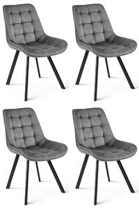 Set 4 Scaune Bucatarie/Dining Sunny Catifea Gri Inchis