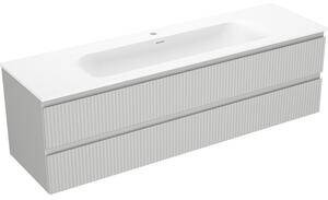 Mexen Rivel, mobilier baie 160 cm cu lavoar Vela, 2 sertare, canelat, gri mat/alb, 91A20-16047-2-BFF62-W23M0