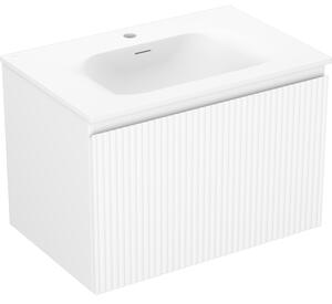 Mexen Rivel, mobilier baie 70 cm cu lavoar Vela, 1 sertar, canelat, alb mat, 91A20-07047-1-BF01-W23M01