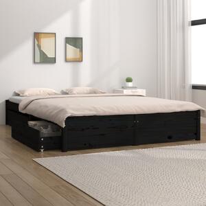 Cadru de pat cu sertare, negru, 140x200 cm