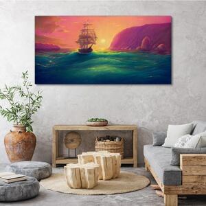 Tablou canvas apus de soare a navelor maritime