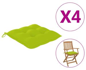 Perne de scaun, 4 buc., verde aprins, 40 x 40 x 7 cm, textil