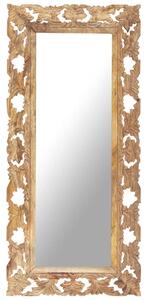 Oglindă sculptată manual, maro, 110 x 50 cm, lemn masiv mango