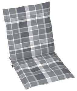 Perne scaun grădină, 2 buc., gri model carouri, 100x50x3 cm