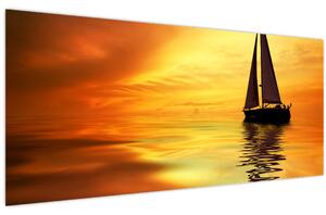 Tablou - Sailboat la apus de soare (120x50 cm)