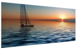 Tablou - Bărci cu vele pe mare (120x50 cm)