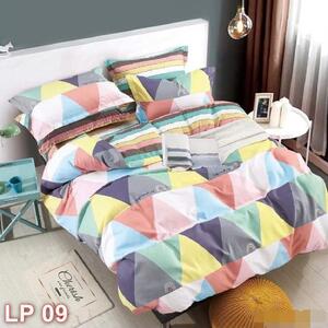 Lenjerie de pat, 1 persoană, finet, 4 piese, multicolora , cu forme geometrice, LP09