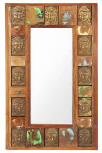Oglindă cu plăci Buddha, 50x80 cm, lemn masiv reciclat