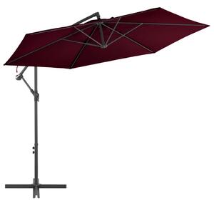 Umbrelă suspendată cu stâlp de aluminiu, roșu bordo, 300 cm