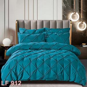 Lenjerie de pat, 2 persoane, finet, UniDeluxe cu pliuri, albastru , 230x250cm LF912